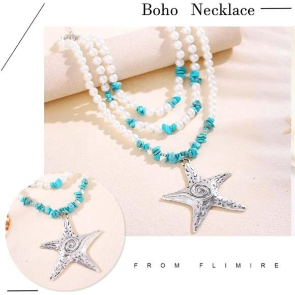 Starfish Choker Necklace | Summer Beach Jewelry | Trendy Gift for Women - Picture 2 of 5